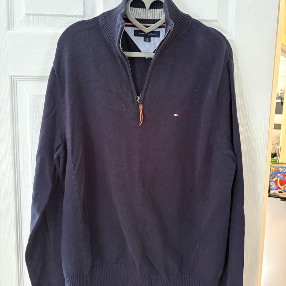 Tommy Hilfiger Men's Dark Blue Zip-Up Sweater